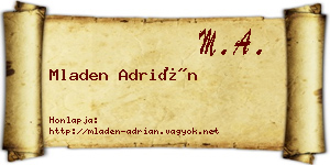 Mladen Adrián névjegykártya